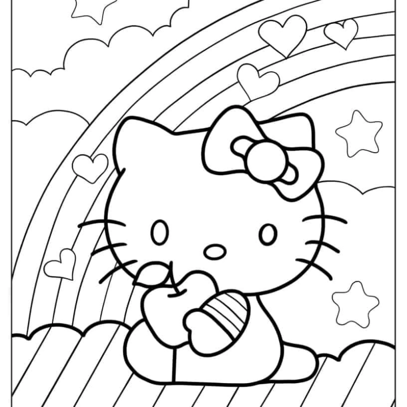 Khám phá tranh tô màu mèo hello kitty cực đẹp