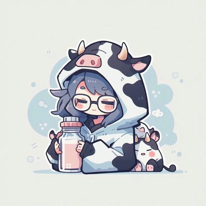Chọn avatar chibi nữ cute màu xanh dương siêu dễ thương