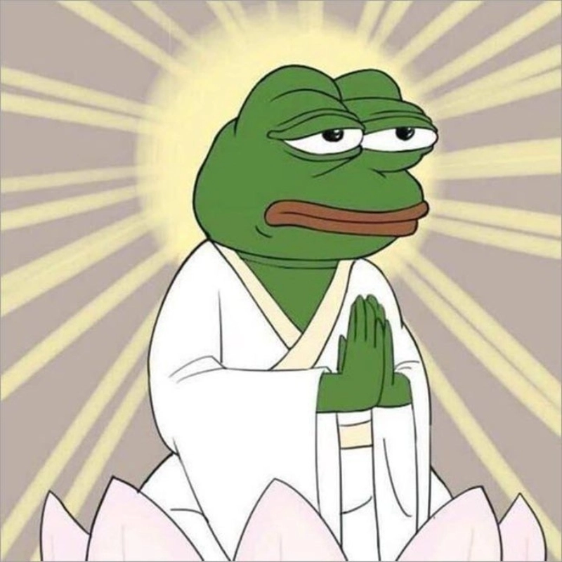 Bình yên trong từng nét mặt meme ếch xanh mô phật