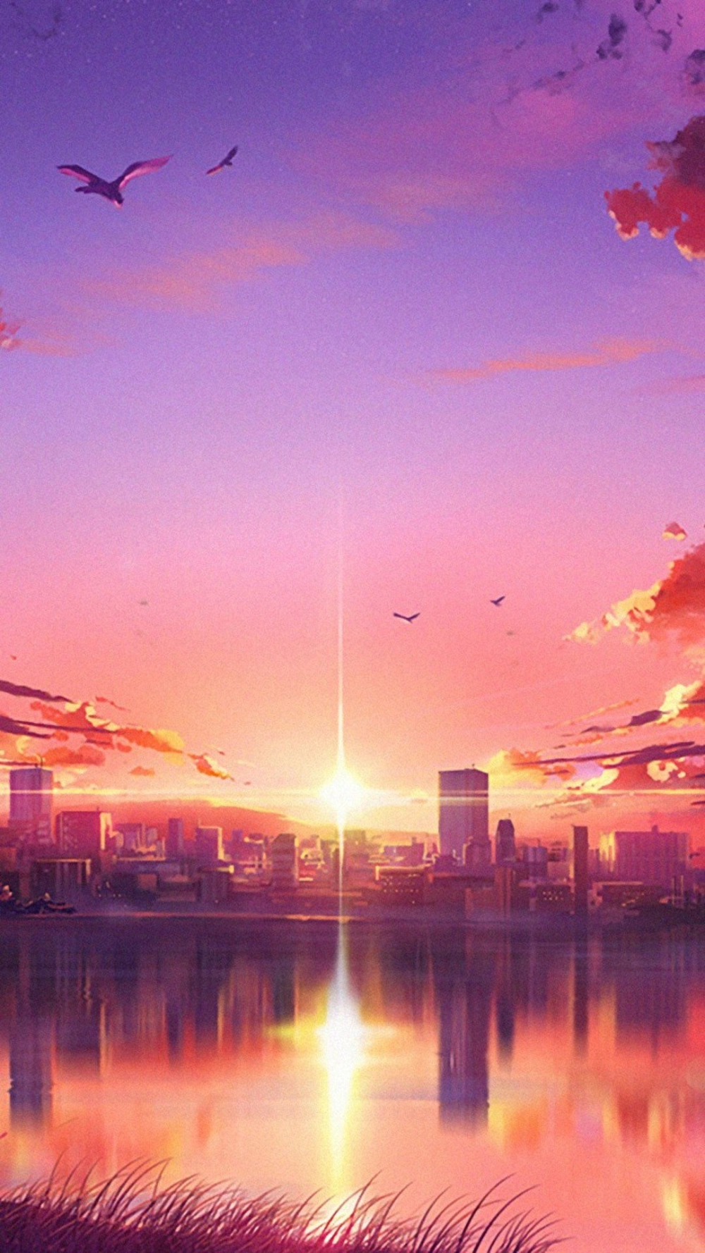 Chiêm ngưỡng hình nền hoàng hôn anime lãng mạn