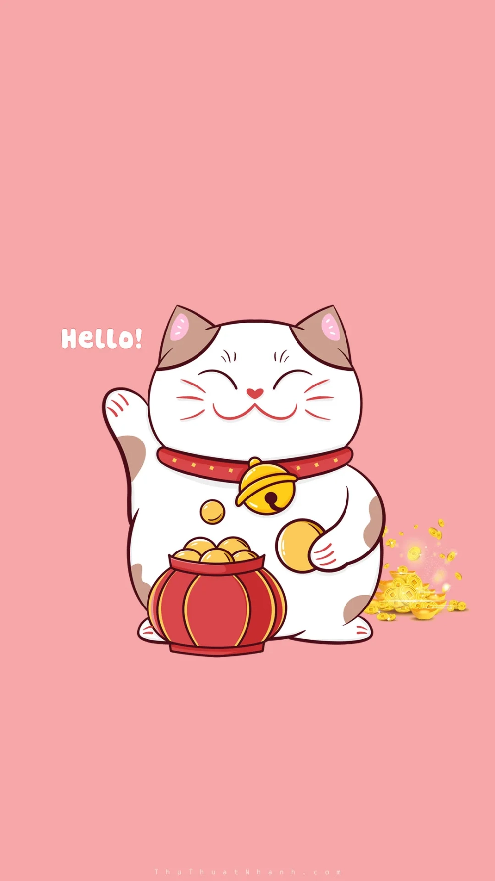 May mắn cả năm với hình nền mèo thần tài cho điện thoại