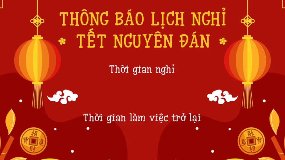 Mẫu hình nền thông báo nghỉ Tết sáng tạo, chuyên nghiệp