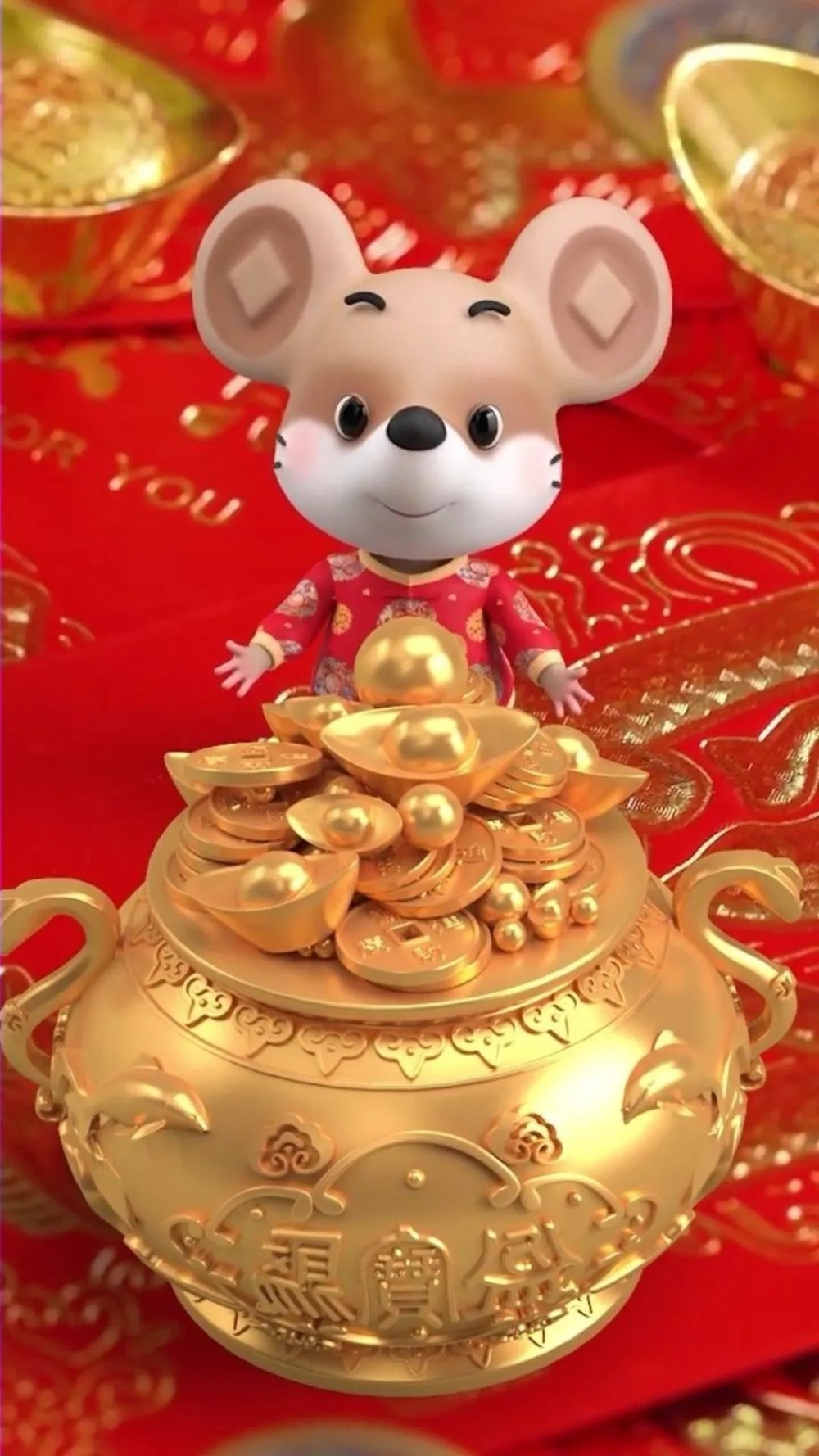 Chào năm Tý với hình nền tết con chuột dễ thương