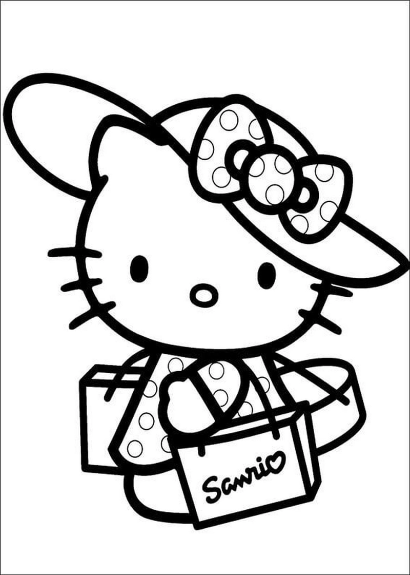 Tô màu thật đẹp cho kitty tô màu đáng yêu này