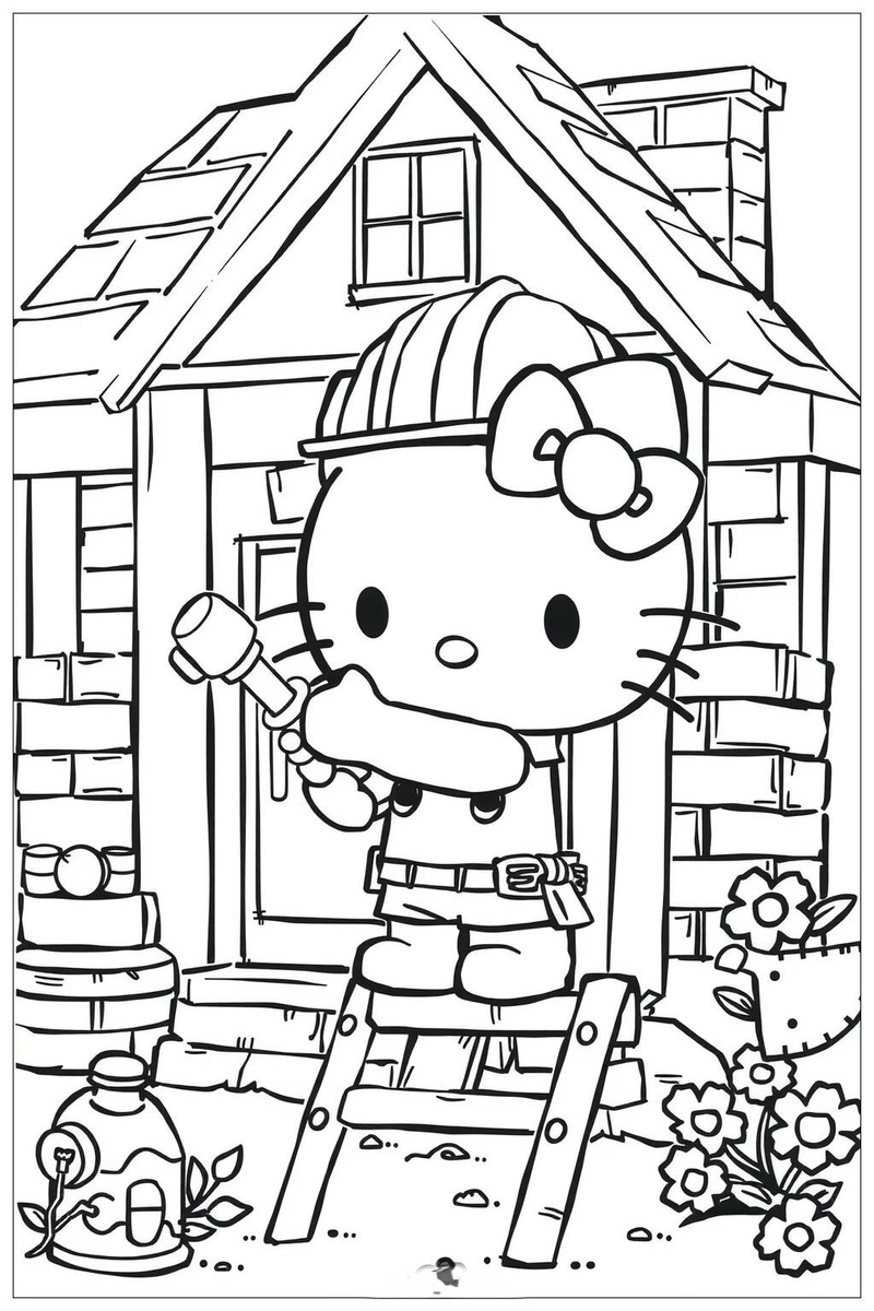 Tổng hợp hình ảnh tô màu mèo kitty cực xinh