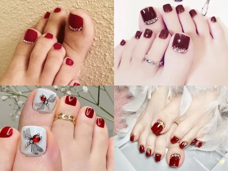Mẫu sơn gel chân màu đỏ giúp nàng có đôi chân quyến rũ hơn