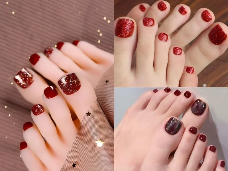Sơn gel móng chân màu đỏ giúp đôi chân thêm phần nổi bật