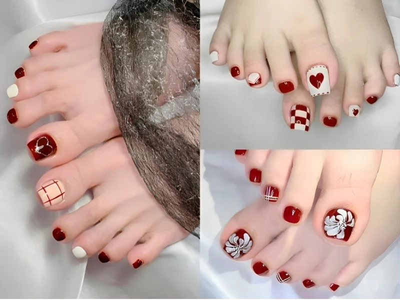 Nail chân đỏ tết giúp nàng có đôi chân hoàn hảo cho dịp năm mới