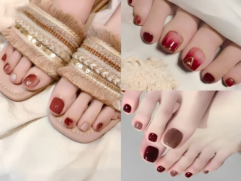 Bộ móng chân tết rực rỡ giúp nàng tự tin đón năm mới