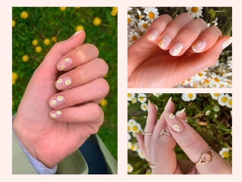 Nail hoa nhí đơn giản giúp bàn tay thêm phần đáng yêu