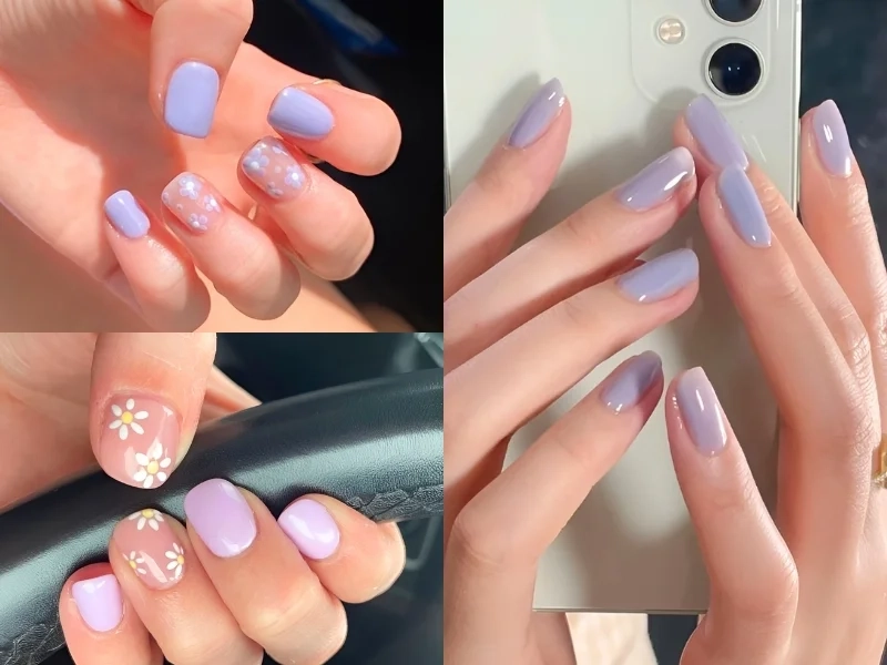 Nail xinh màu tím mang lại vẻ đẹp dịu dàng và lãng mạn