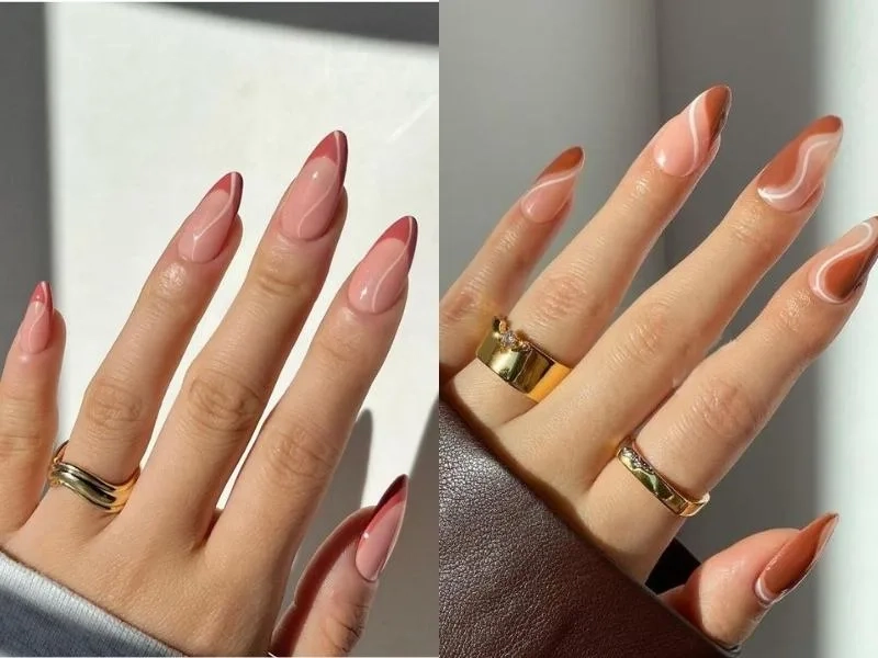 Mẫu nail móng nhọn đơn giản nhưng vẫn cực kỳ sang trọng
