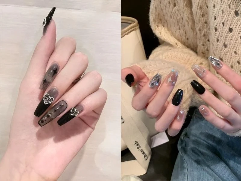 Mẫu nail đen sang chảnh giúp đôi tay thêm phần quyến rũ