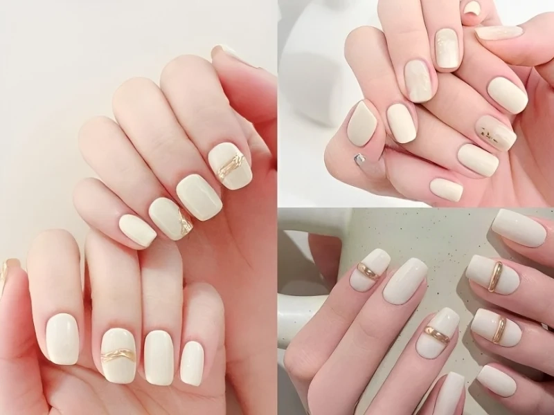 Mẫu nail trắng sang giúp nàng thêm phần quý phái