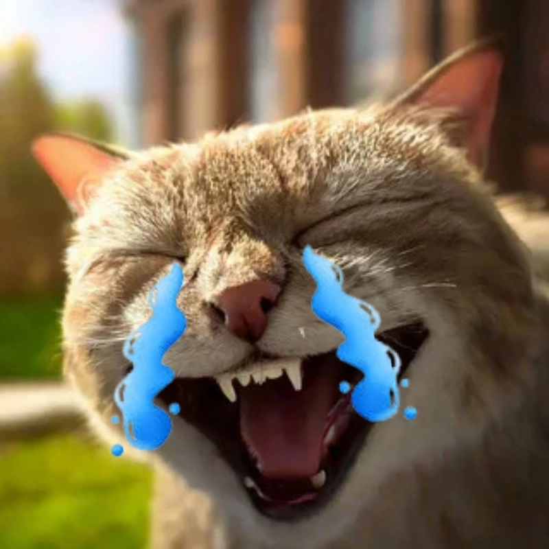 Cảm xúc lẫn lộn meme mèo khóc cười