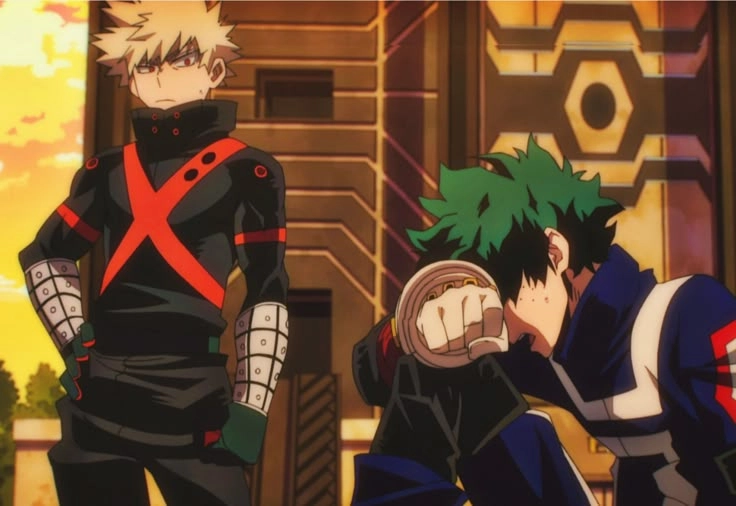 Deku and Bakugo khi họ kết hợp sức mạnh để đối đầu kẻ thù