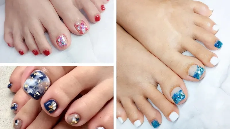 Mẫu móng chân ẩn xà cừ là lựa chọn hoàn hảo cho những ai yêu thích sự thanh lịch