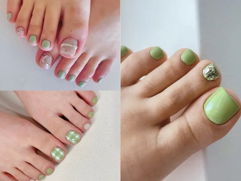 Mẫu nail chân màu xanh giúp đôi chân trở nên nổi bật và thu hút hơn