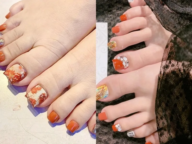 Móng chân màu cam mang đến vẻ đẹp trẻ trung và tràn đầy năng lượng