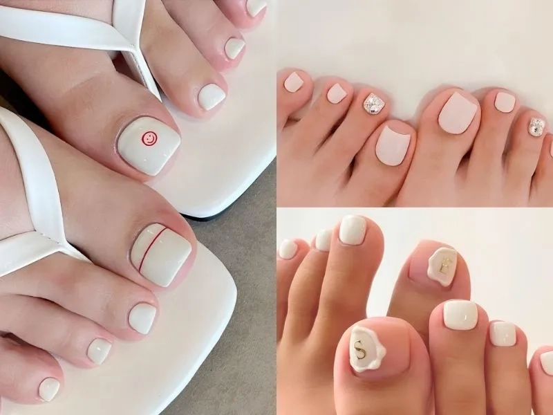 Chọn ngay mẫu móng chân màu đen trắng để thêm phần nổi bật
