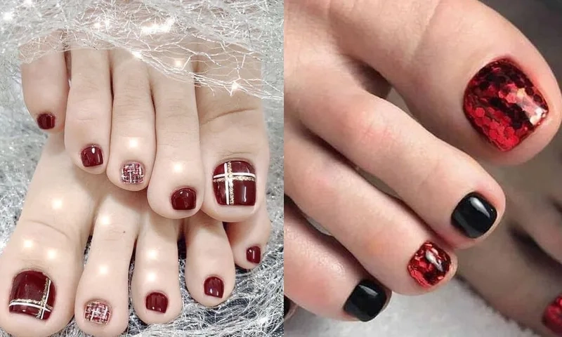 Những các mẫu móng chân màu đỏ đẹp và sang trọng