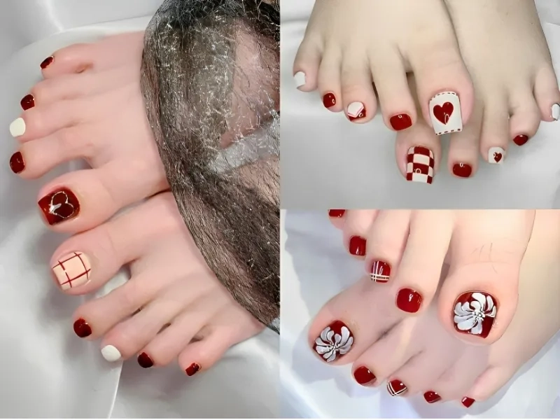 Kiểu các mẫu nail chân màu đỏ đẹp phù hợp mọi outfit