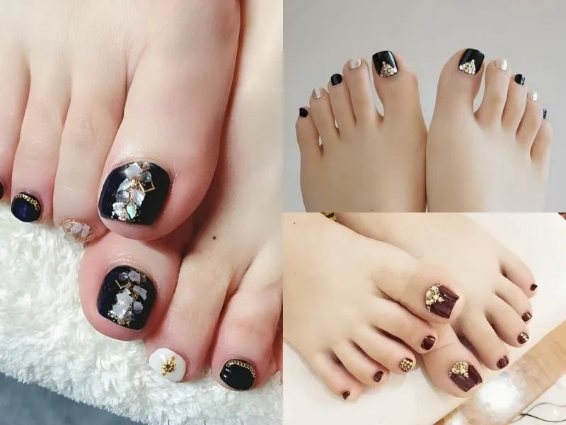 Mẫu nail chân đính đá sang chảnh giúp nàng luôn nổi bật