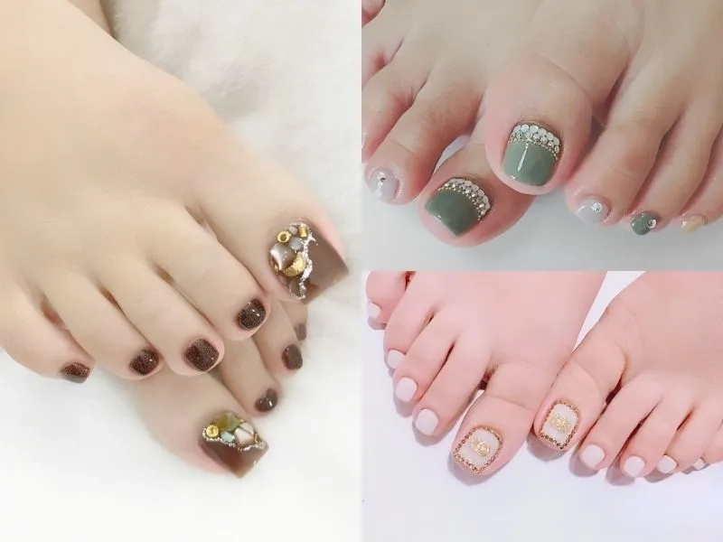 Kiểu móng chân đính đá mang đến vẻ đẹp quý phái và hiện đại