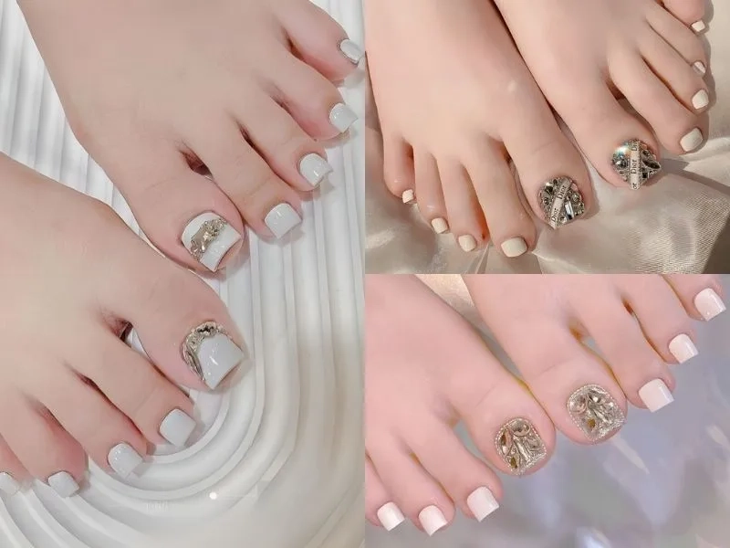 Xu hướng móng chân sơn gel đính đá được phái đẹp ưa chuộng