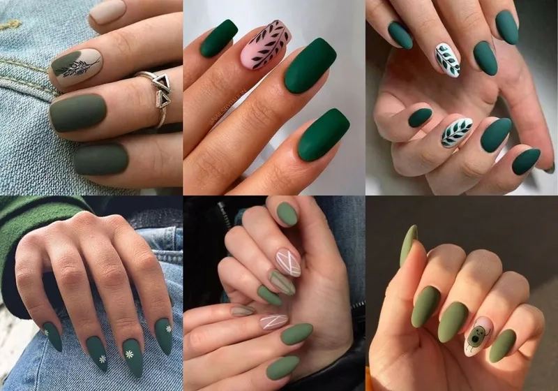 Sơn móng tay màu xanh rêu phù hợp với mọi tone da và phong cách