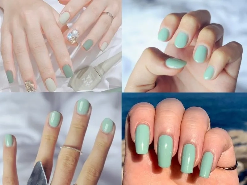 Móng tay đẹp màu xanh ngọc giúp nàng luôn nổi bật và rạng rỡ