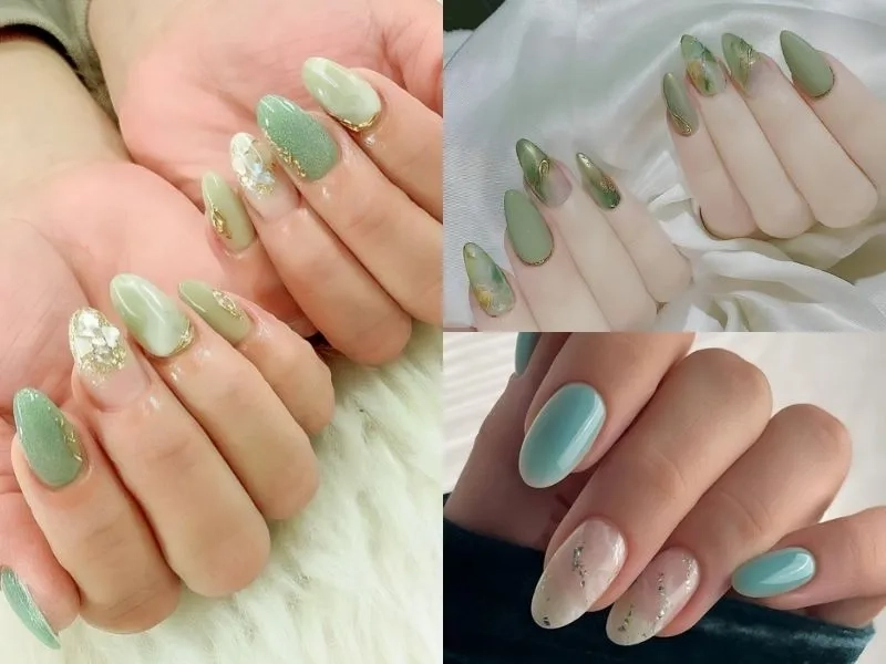 Sơn móng tay màu xanh ngọc bích giúp nàng có đôi tay sang trọng và cuốn hút