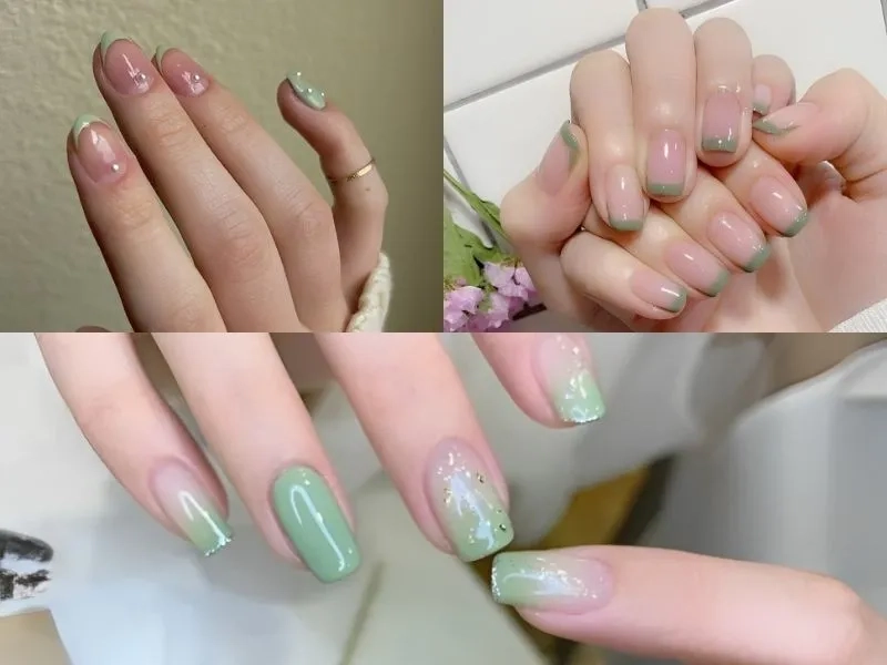 Móng tay đẹp màu xanh lá giúp nàng thêm phần trẻ trung và tươi mới