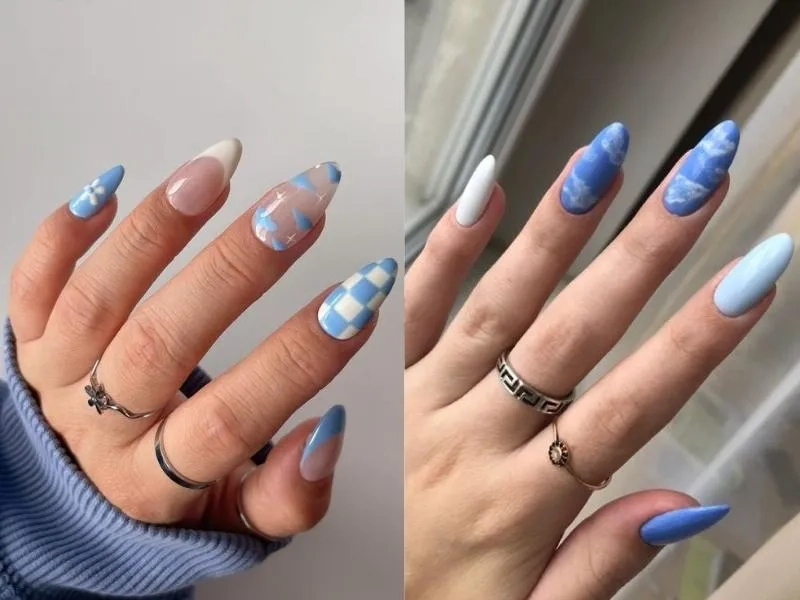 Sơn móng tay màu xanh nước biển mang đến vẻ đẹp tươi trẻ và thời thượng