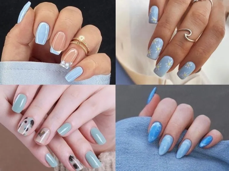 Sơn móng tay màu xanh pastel là lựa chọn hoàn hảo cho nàng yêu phong cách nhẹ nhàng