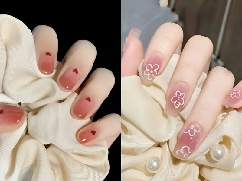 Nails màu hồng thạch nhẹ nhàng mà vẫn nổi bật