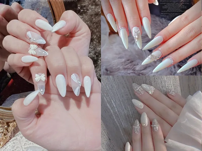 Móng xinh màu trắng phù hợp với mọi phong cách