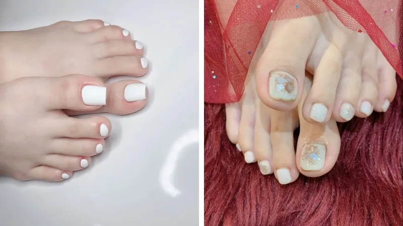 Nail chân màu trắng sữa nhẹ nhàng nhưng đầy cuốn hút