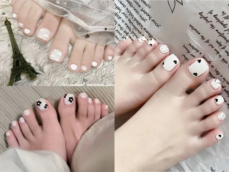 Mẫu nail chân màu trắng nàng đã thử qua chưa