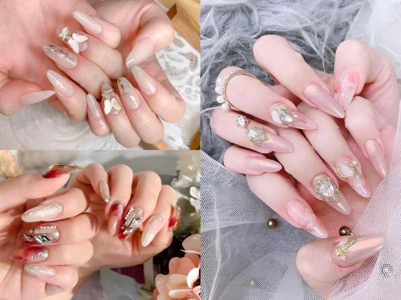 Nail cô dâu tone trắng phù hợp với mọi phong cách cưới