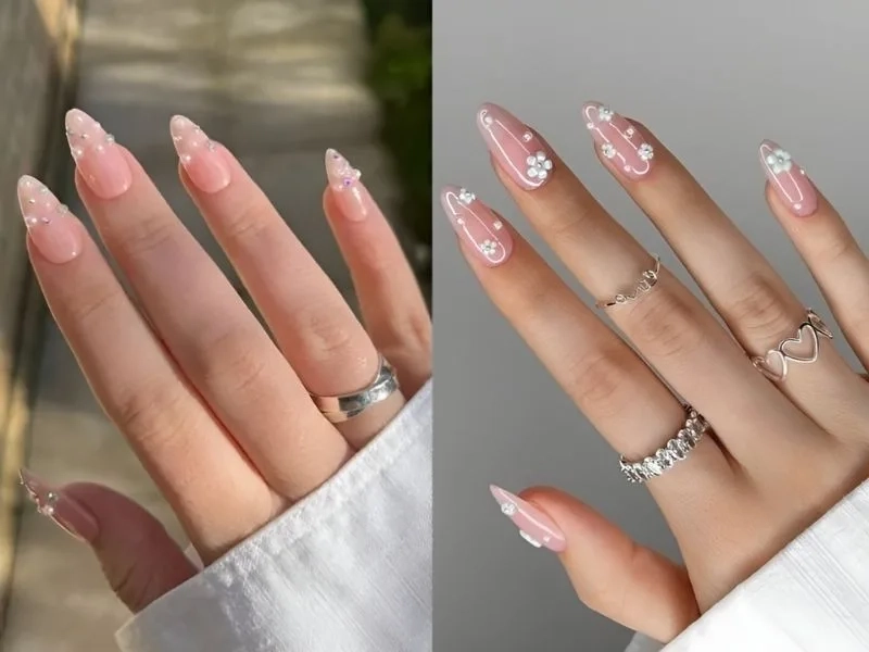 Mẫu móng đính đá đơn giản giúp nàng luôn tự tin