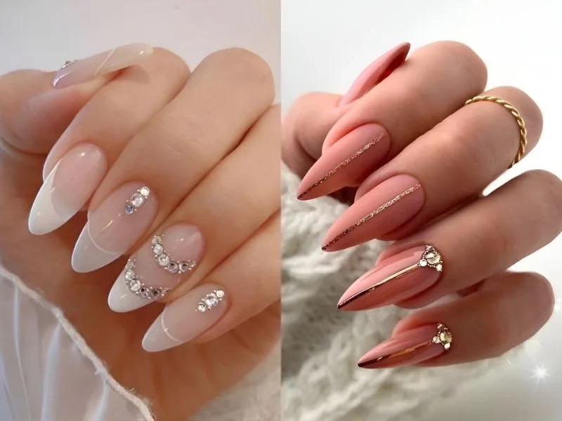 Mẫu sơn gel đính đá đơn giản giúp đôi tay thêm nổi bật