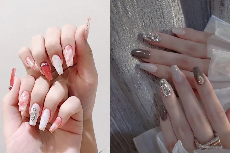 Nail tay đính đá đơn giản nàng nên thử ngay hôm nay