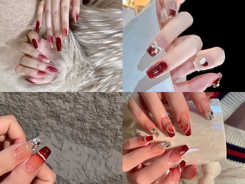 Những bộ nail đính đá đơn giản hot nhất hiện nay