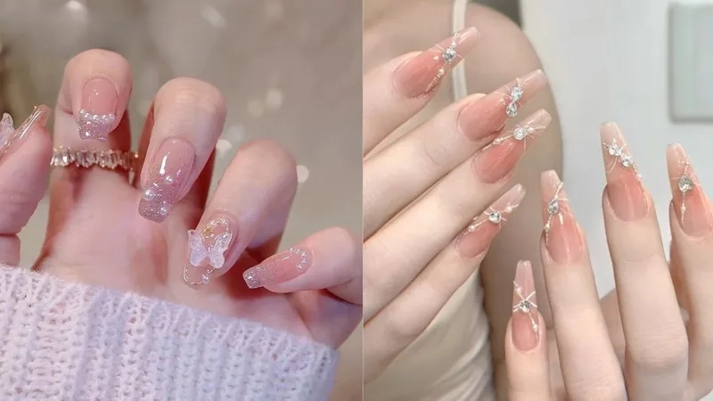 Sơn gel đính đá đơn giản giúp đôi tay thêm phần nổi bật