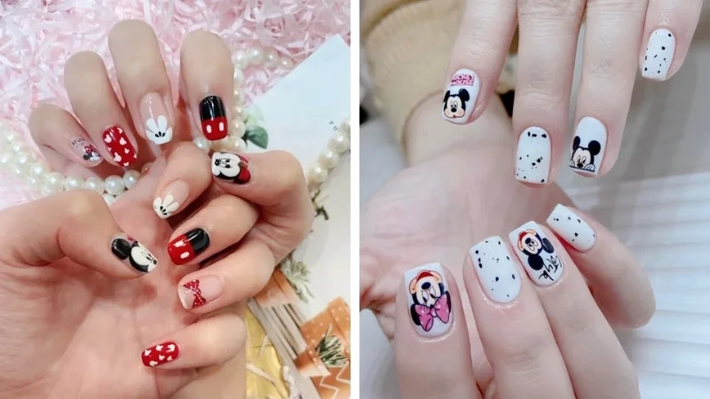 Cách vẽ nail chuột mickey đơn giản cho người mới bắt đầu