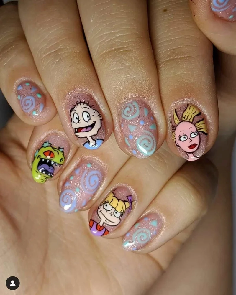 Mẫu nail hoạt hình dễ thương phù hợp với mọi độ tuổi