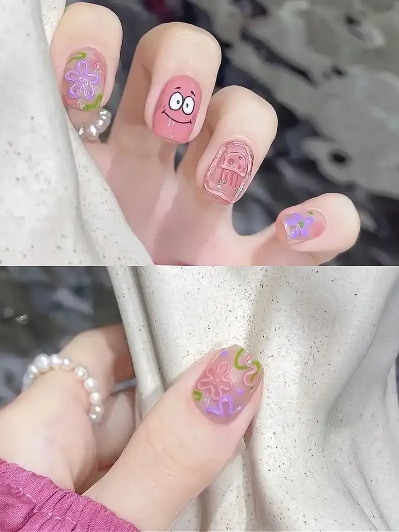 Mẫu nail hoạt hình đơn giản nhưng vẫn đầy cuốn hút