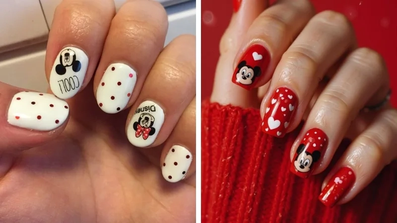 Vẽ móng hình chuột mickey đơn giản mà đẹp