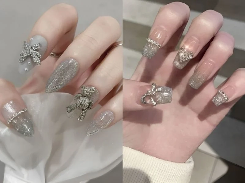 Mẫu nail ombre kim tuyến lấp lánh cho nàng yêu sự nổi bật